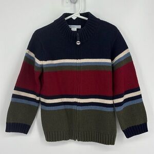 Janie & Jack Striped Wool Blend Full Zip Sweater Kids Size 4T